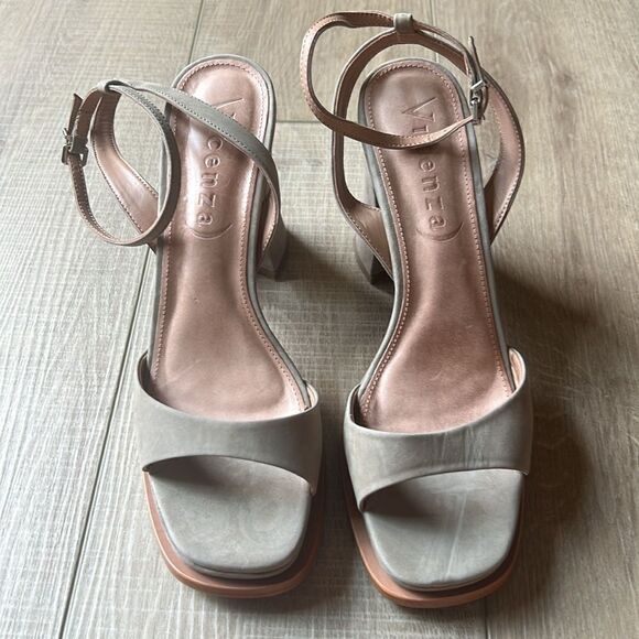 New ANTHROPOLOGIE x Vicenza Strappy Platform Heels Color Taupe US 9 - Picture 3 of 9